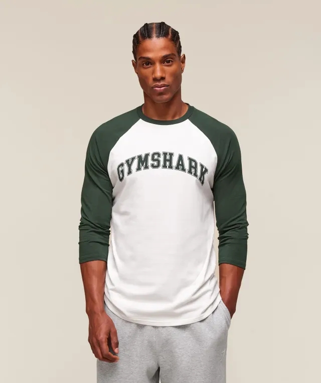  GSLC Raglan 3/4 Sleeve T-Shirt - Soft White/Trail Green