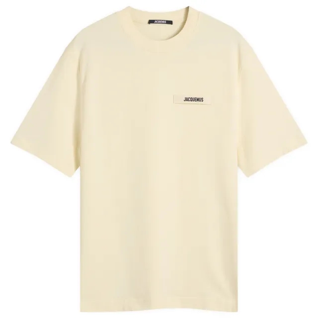 Jacquemus Men's Grosgrain Logo T-Shirt Beige
