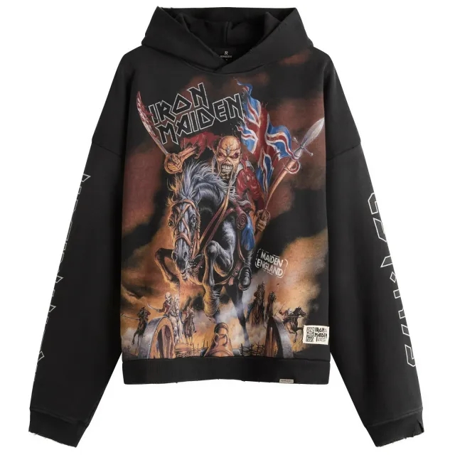Represent Men's Iron Maiden Steed Hoodie Stained Black
