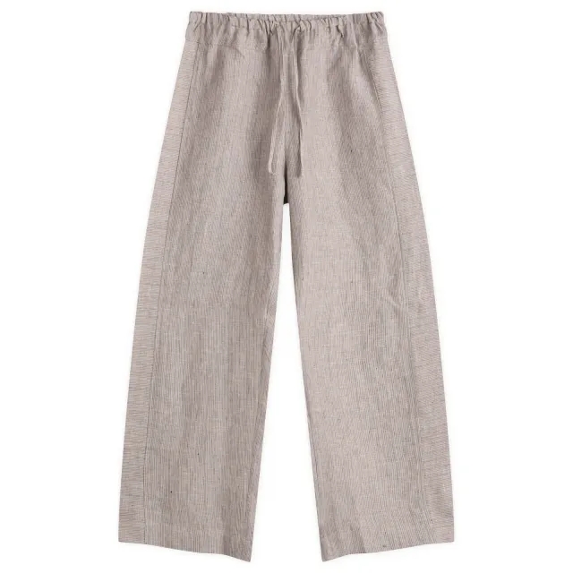 Deiji Studios Women's Double Waist Linen Pants Haze Blue