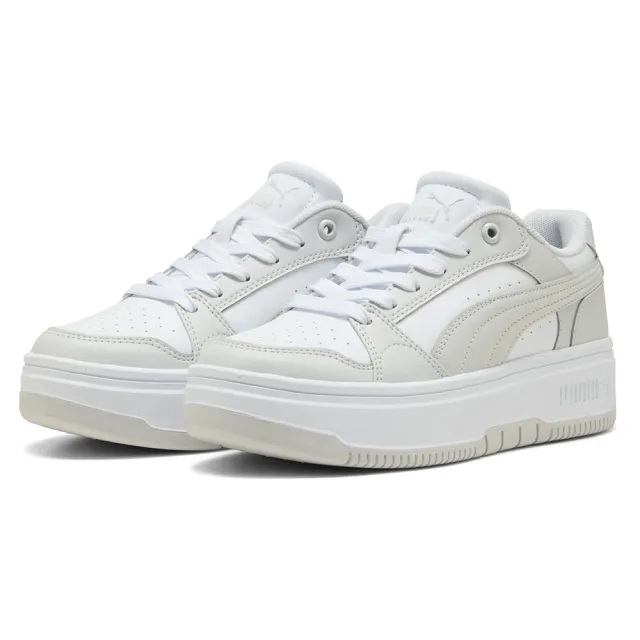 PUMA Rebound Femme Low Sneakers Women, White/Feather Grey, size 3