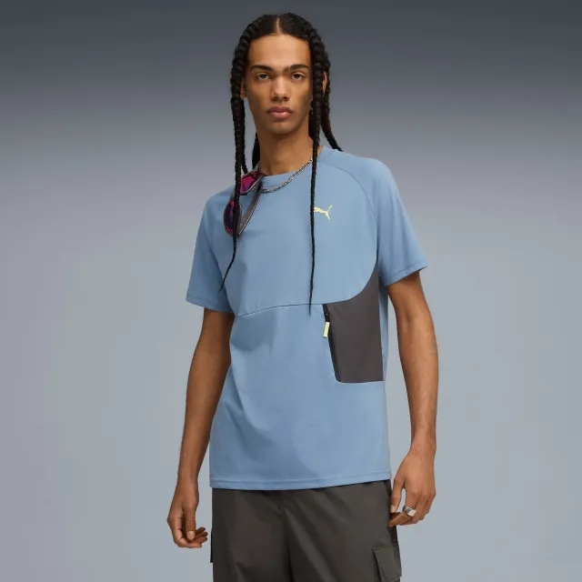 PUMAtech Pocket T-Shirt Men, Cool Blue/Dusky Grey, size Large