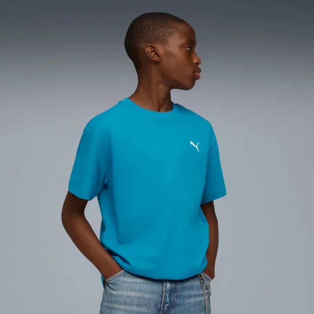 PUMA Wardrobe Ess Boxy T-Shirt Youth, Tropical Blue, size 11-12 Youth