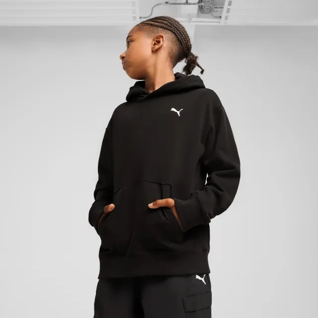 PUMA Wardrobe Essentials Relaxed Hoodie Youth, Black, size 11-12 Youth