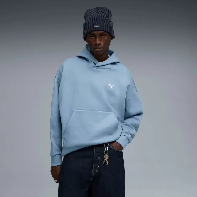 PUMA Wardrobe Ess Boxy Hoodie Men, Cool Blue, size Large