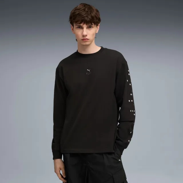 PUMA Graphic Braille Long Sleeve Top Men, Black, size Large
