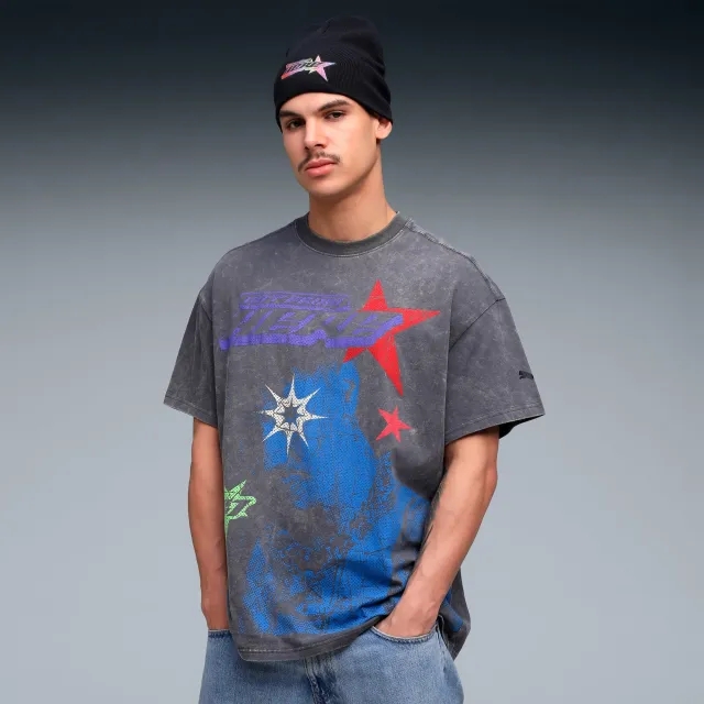PUMA Lamelo Star Vision Graphic T-Shirt Men, Dusky Grey, size 3XL