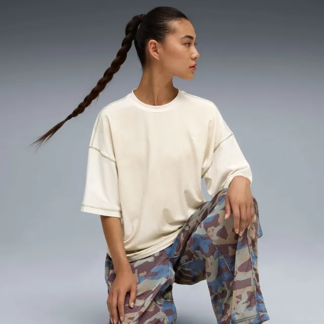 PUMA Yona All-Over Print T-Shirt Women, White, size Large