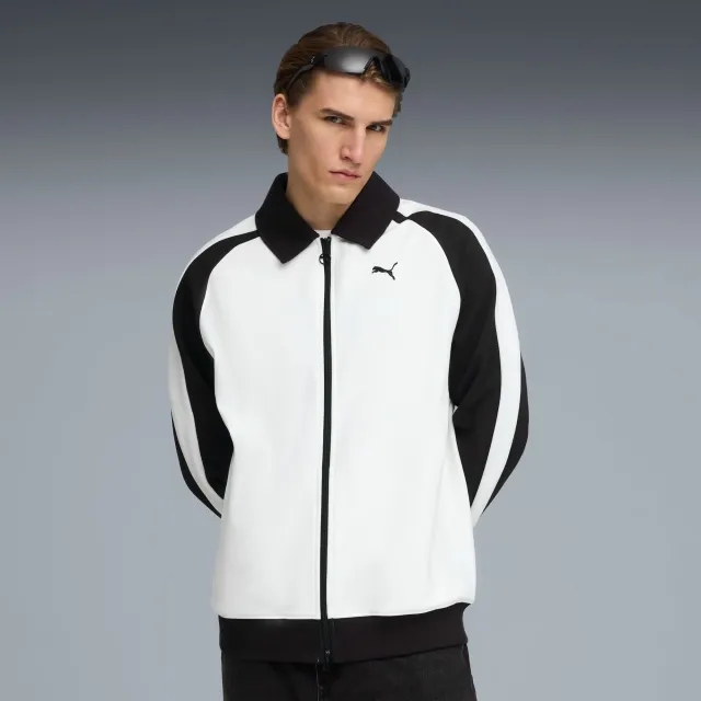 PUMA T7 Relaxed Wing Collar Track Jacket Unisex, White/Black, size Large