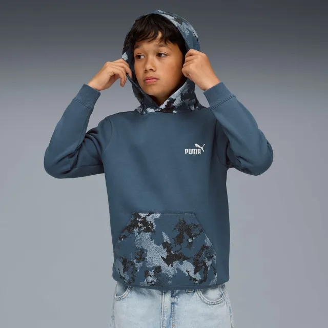 PUMA Essentials Camo Hoodie Youth, Dark Indigo, size 11-12 Youth
