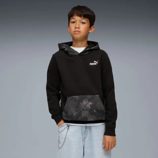 PUMA Essentials Camo Hoodie Youth, Black, size 11-12 Youth