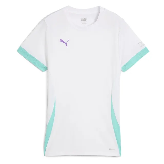 PUMA Individual Padel Jersey Women, White/Purple Glimmer/Aquatic, size Large