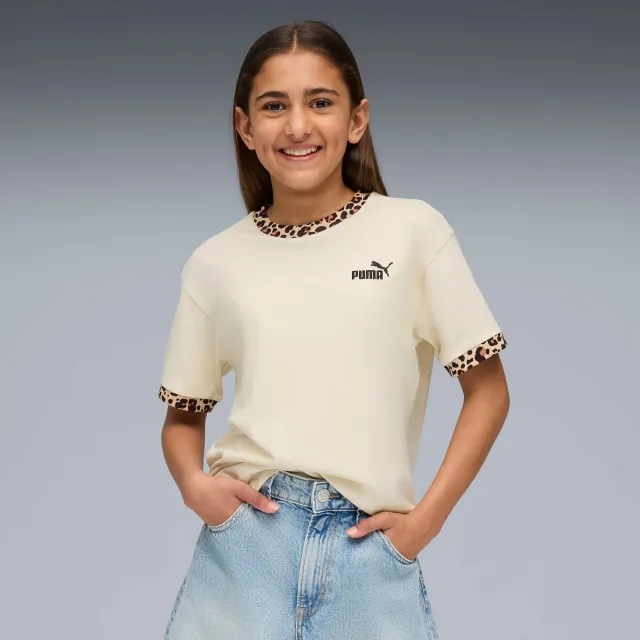 PUMA Essentials Graphic Animal Relaxed T-Shirt Youth, Alpine Snow, size 11-12 Youth