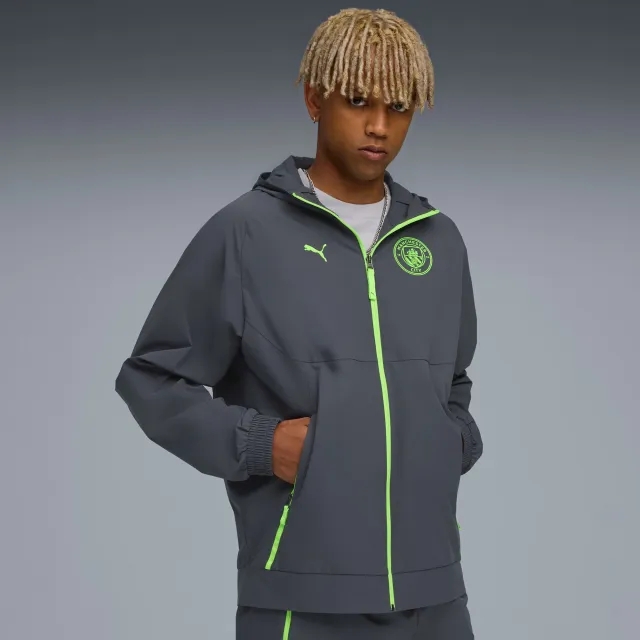 Manchester City PUMAtech Woven Jacket Men, Galactic Grey/Pro Green, size 3XL