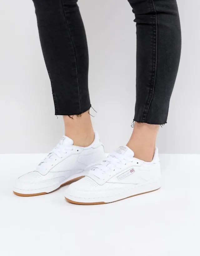 Reebok Classic Club C 85 Sneakers In White Leather With Gum Sole - White