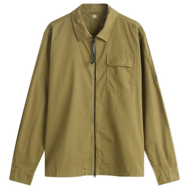 C.P. Company Men's Organic Gabardine Zip Overshirt Capers