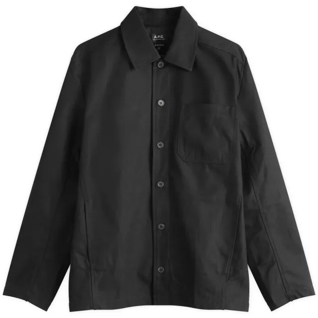 A.P.C. Men's Jeffray Herringbone Cotton Shirt Jacket Black