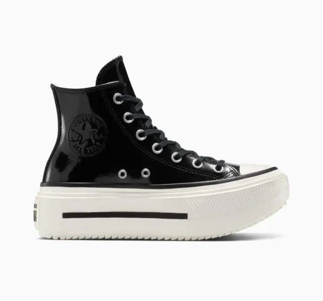 Converse Chuck Taylor All Star Lift Double Stack Platform Patent Leather - Black, White