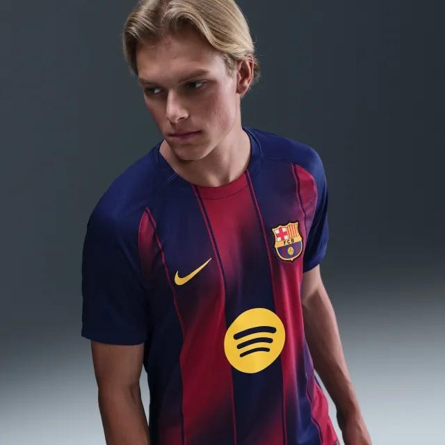F.C. Barcelona 2025/26 Stadium Home Men's Nike Dri-FIT Football Replica Shirt - Blue - Polyester