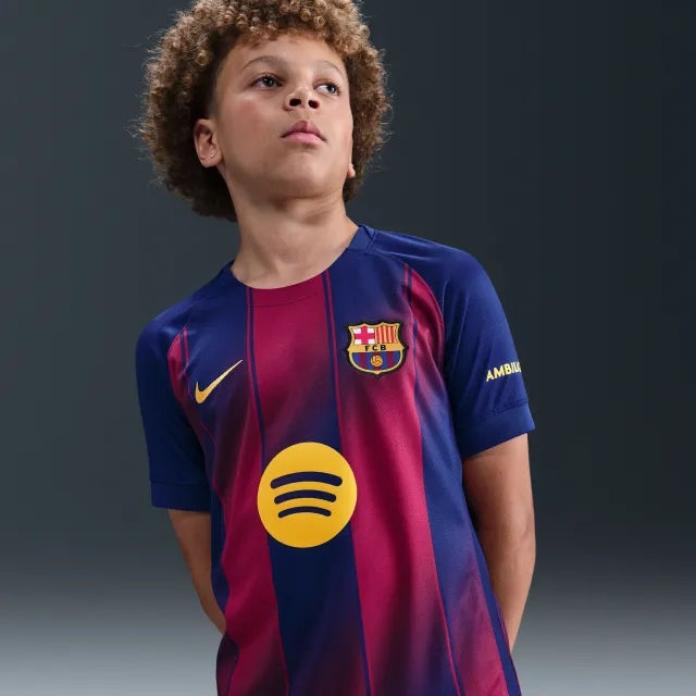 F.C. Barcelona 2025/26 Stadium Home Older Kids' Nike Dri-FIT Football Replica Shirt - Blue - Polyester