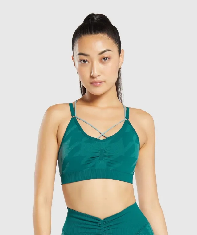  Apex Limit Seamless Ruched Sports Bra - Deep Teal/Duck Egg Blue