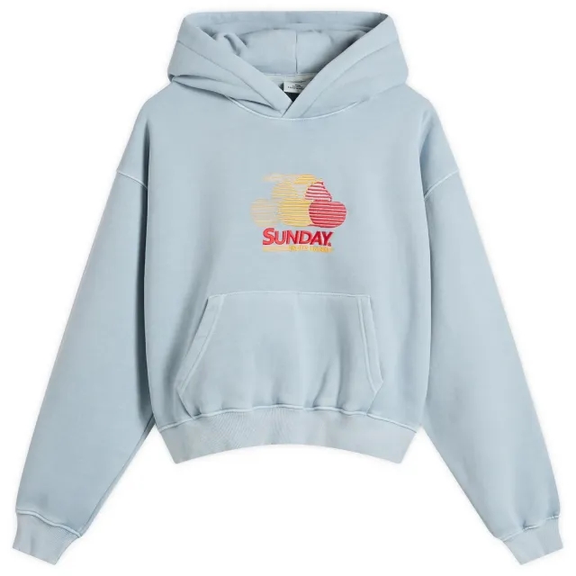 SUNDAYFRUITMARKET Women's Pigment Cherry Hoodie Sky Blue