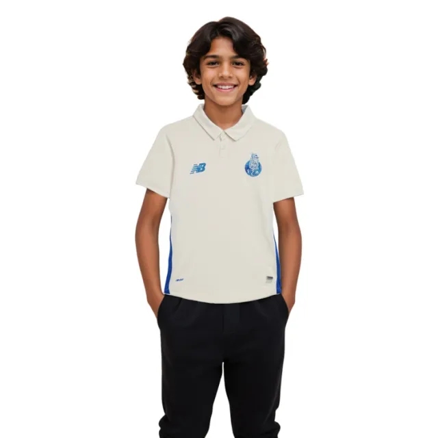 FC Porto Kids' New Balance Third Youth Short Sleeve Jersey in White Polyester