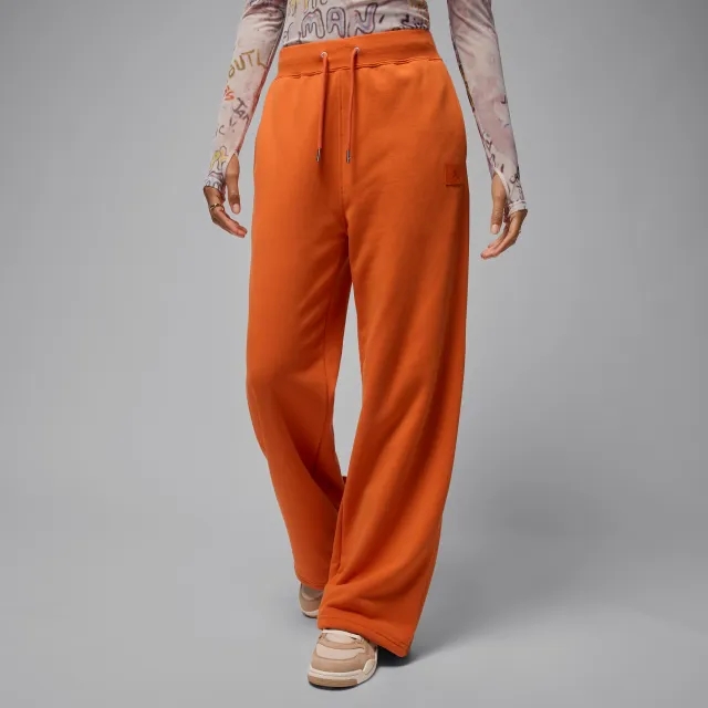Nike Jordan Flight Fleece Women's French Terry Open-Hem Trousers - Orange - Cotton/Polyester
