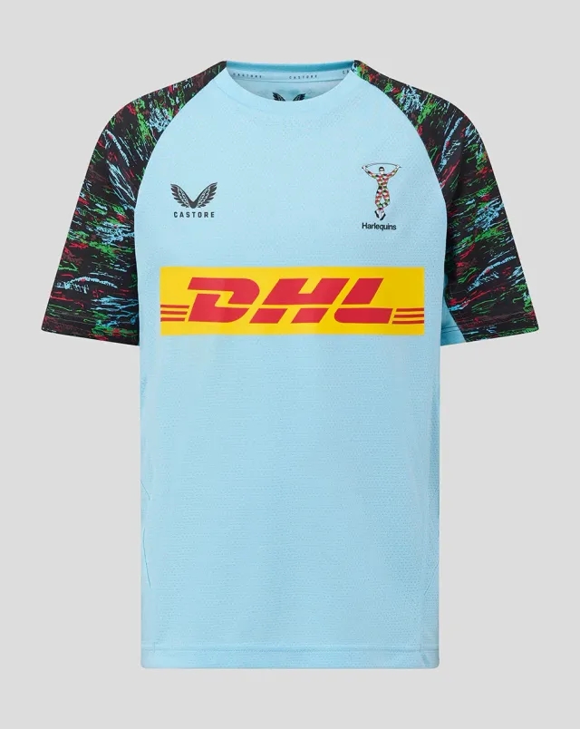 Castore Harlequins Junior 25/26 Training Short Sleeve Tee - Sky Blue