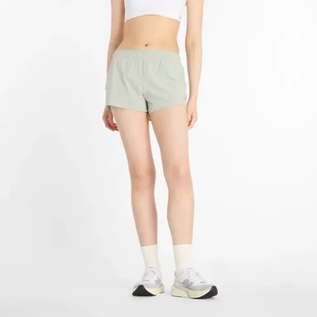 New Balance Women's RC Short 3" in Green Polywoven