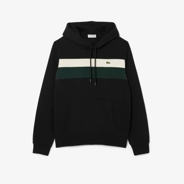Lacoste Colour-Block Fleece Hoodie - Black / White / Green