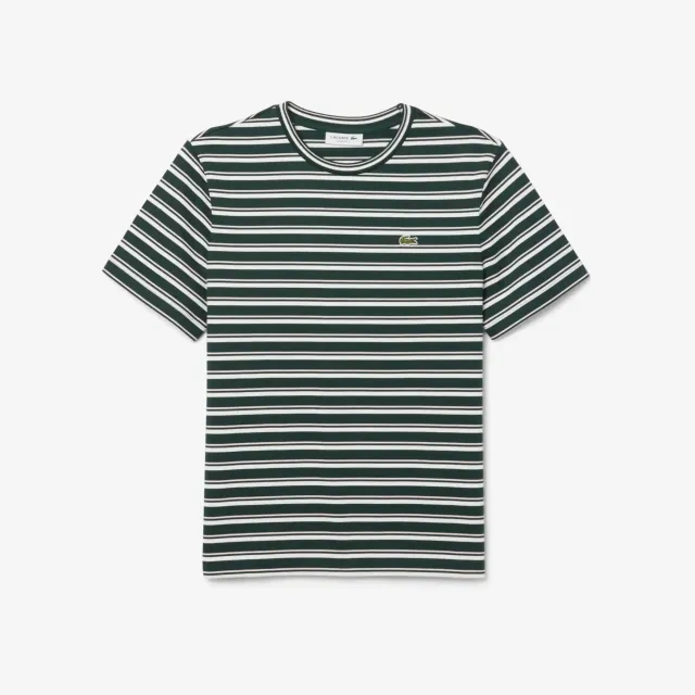 Lacoste Striped Jersey T-shirt - Green / White / Light Pink