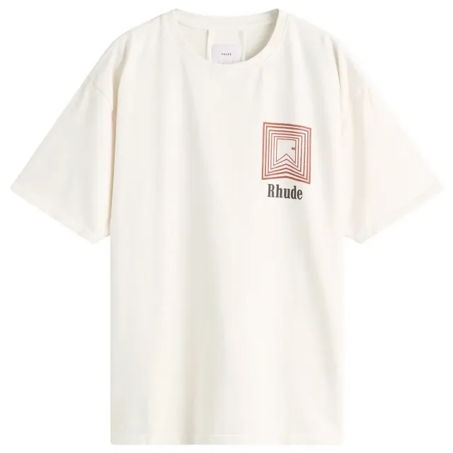 Rhude Men's Chevron Logo Repeat T-Shirt Vintage White