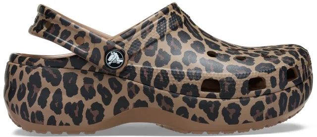 Crocs | Women | Classic Platform Animal | Clogs | Sepia / Leopard | 3