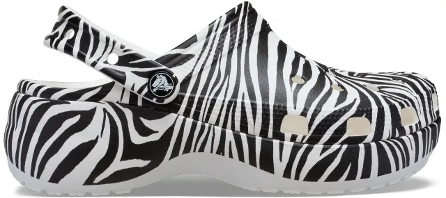Crocs | Women | Classic Platform Animal | Clogs | Zebra | 3