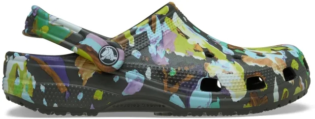 Crocs | Unisex | Classic Painted Floral | Clogs | Black Sand | W4/M3
