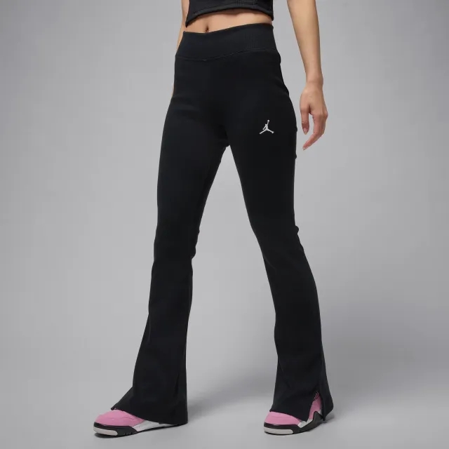 Nike Jordan Brooklyn Essentials Women's Mid-Rise Flared Leggings - Black - Cotton/Polyester/Elastane