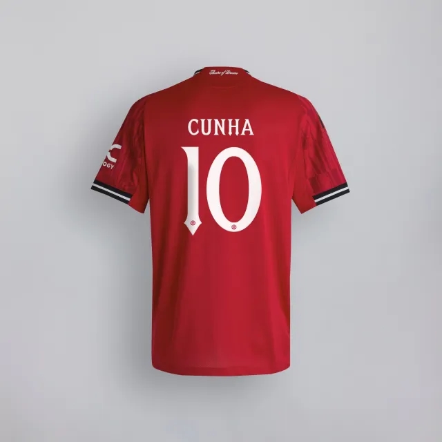 Manchester United 25/26 Home Kids Jersey with Cunha 10 Club Priniting