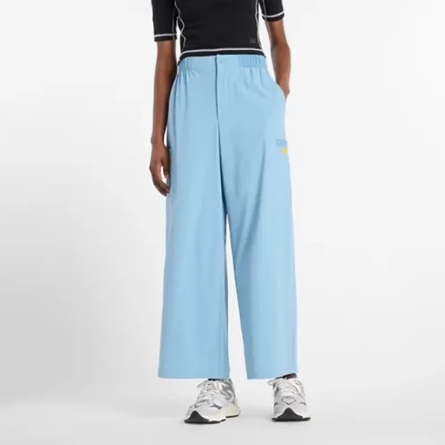 New Balance Women's NB Grey Wide Pant in Blue Nylon