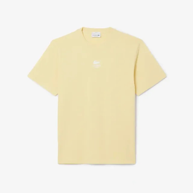 Lacoste Signature Print Cotton T-shirt - Yellow
