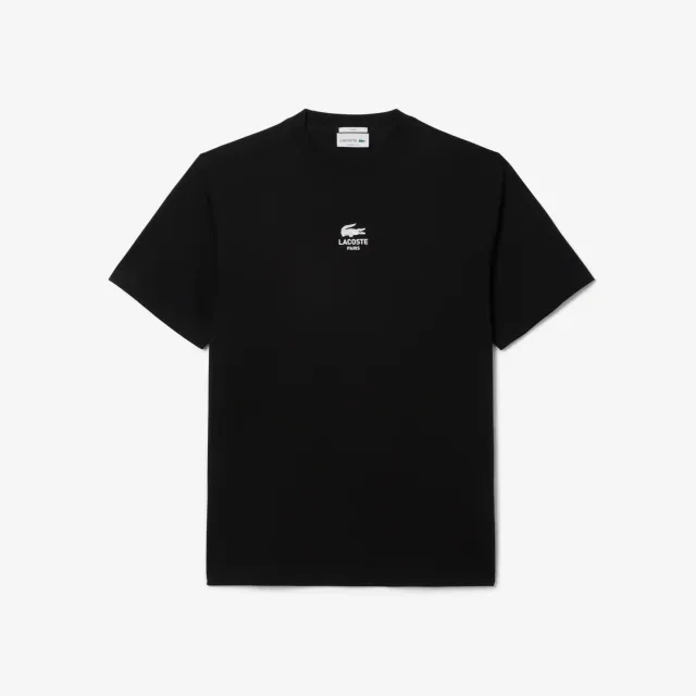 Lacoste Signature Print Cotton T-shirt - Noir