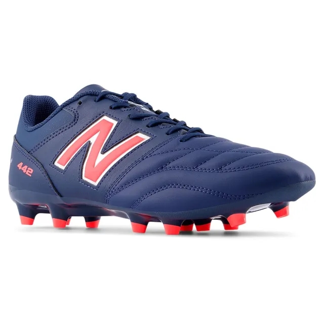New Balance Men's 442 TEAM FG V2 in Blue/Grey/Red Leather