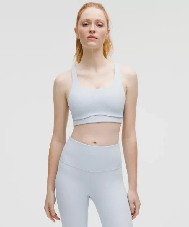 lululemon – Women's Energy Jacquard Sports Bra Medium Support, B-D Cups Evolve – Color Blue – Size L