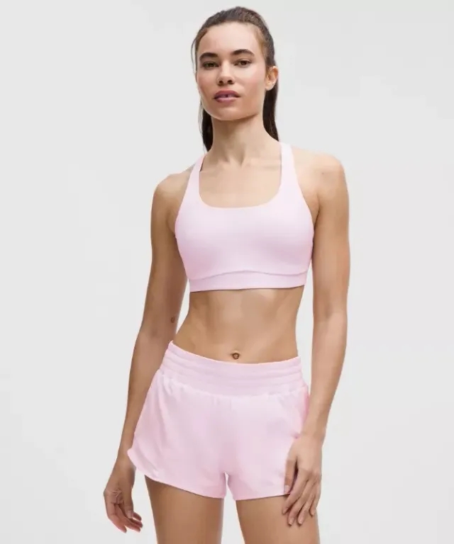 lululemon – Women's Energy Sports Bra Medium Support, B-D Cups Evolve – Color Pink – Size L