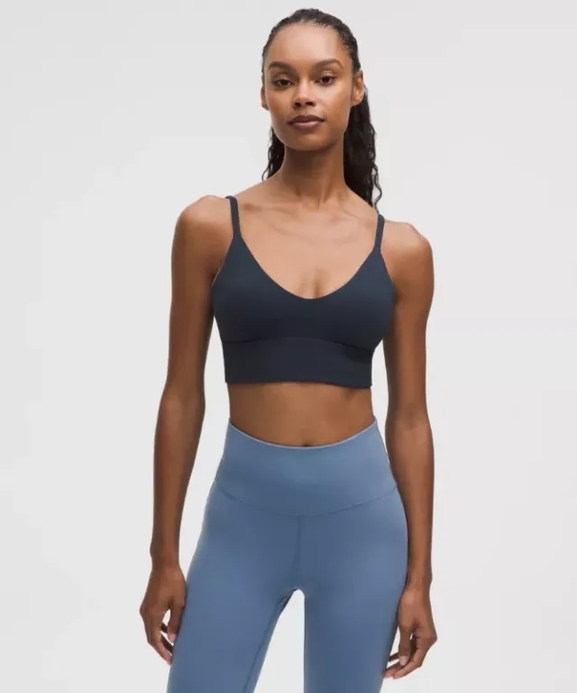 lululemon – Women's Focuser Scoop-Neck Sports Bra Nulu Light Support, A/B Cup – Color Blue – Size L