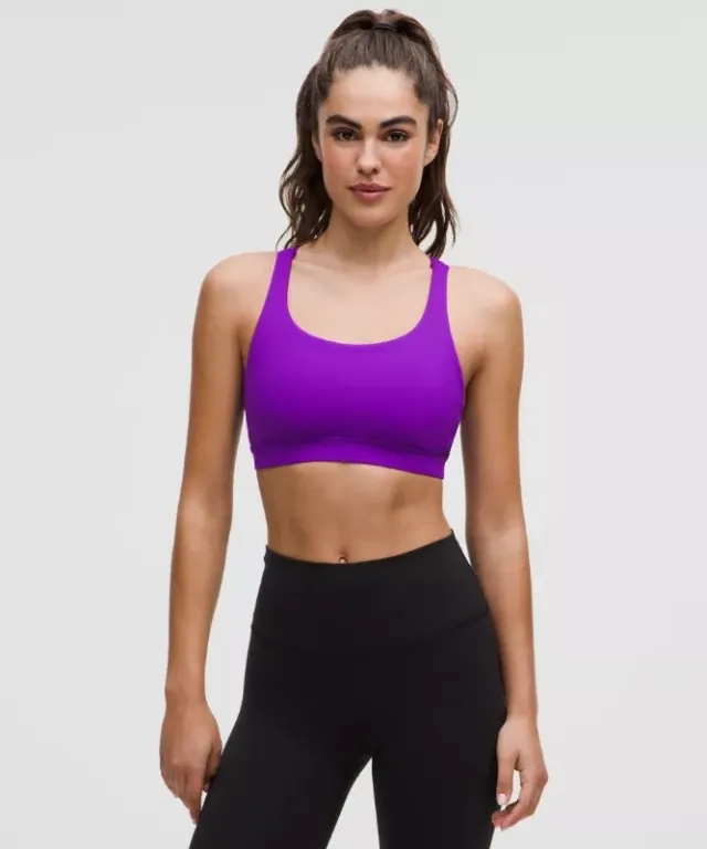 lululemon – Women's Energy Sports Bra Medium Support, B-D Cups – Color Purple – Size 10