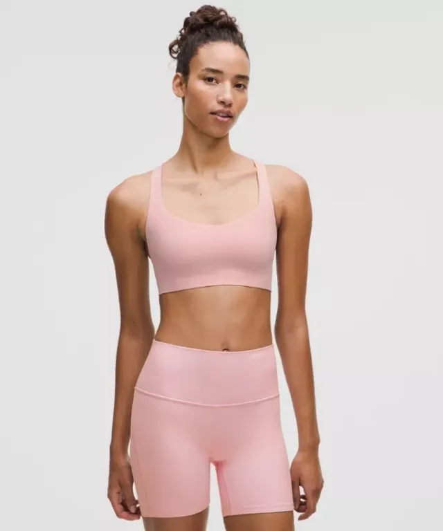 lululemon – Women's FlexyFlex Strappy Yoga Sports Bra Light Support, A-C Cups – Color Pink – Size L/XL