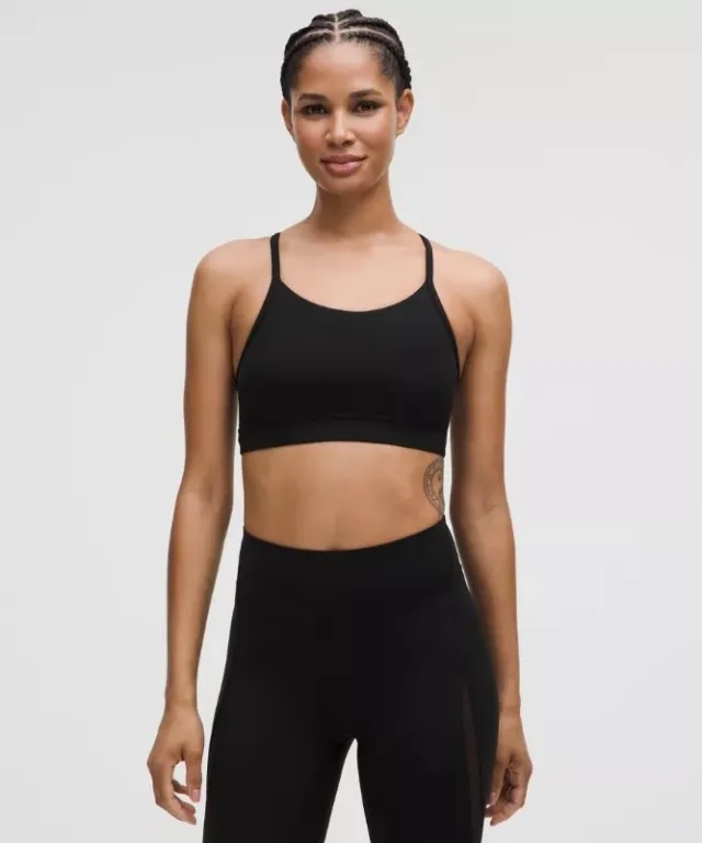 lululemon – Women's Flow Y Mid-Support Sports Bra B/C Cup – Color Black – Size 10
