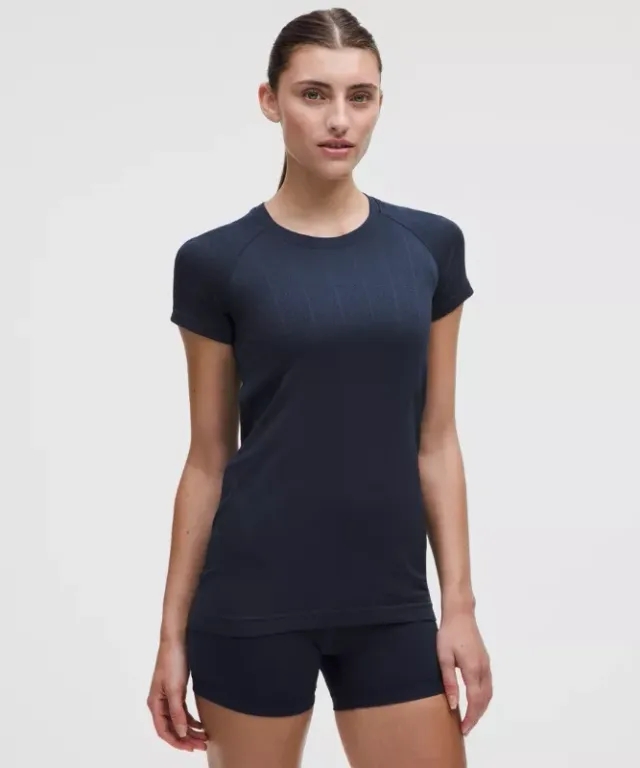 lululemon – Women's Swiftly Pointelle Short-Sleeve Shirt Hip Length – Color Blue – Size 0