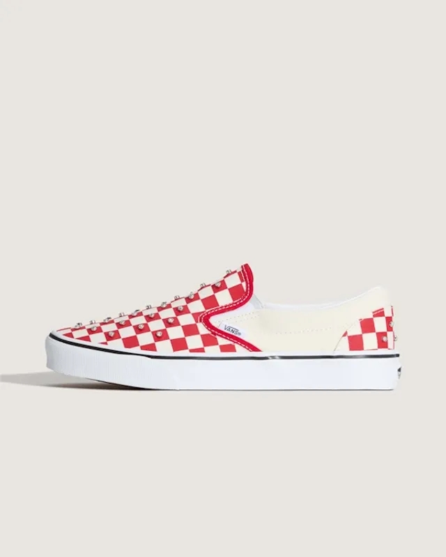 Vans - Slip-On Checkerboard Rhinestone Shoes, Man, Red
